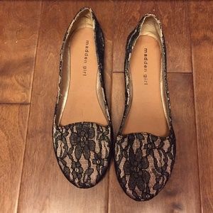 Tan & Black Lace Flats - Never Worn